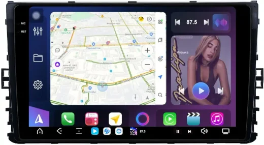 Магнитола для VW Jetta 7, Teramont, Taos, Multivan/Caravelle 2020+, Tiguan 2, Passat B8 - FarCar GX1081M монитор 9.5" 2K QLED на Android 14, TS20, 6+128Гб, CarPlay, 4G SIM-слот