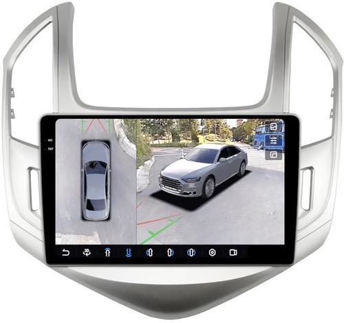 Магнитола для Chevrolet Cruze 1 2012-2015 (рамка серебро) - FarCar BX261M-360 монитор 9.5" 2K QLED на Android 13, 6Гб+128Гб, CarPlay, 4G SIM-слот, 4 камеры в комплекте