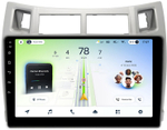 Магнитола для Toyota Vitz 2, Yaris 2 2005-2011 (рамка серебро) - Teyes CC4L монитор 9" IPS на Android 14, Snapdragon 662, CarPlay, 4G SIM-слот