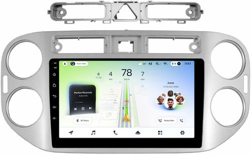 Магнитола для Volkswagen Tiguan 1 2007-2011, Golf Plus (аварийка треугольная, рамка серебро) - Teyes CC4L монитор 9" IPS на Android 14, Snapdragon 662, CarPlay, 4G SIM-слот