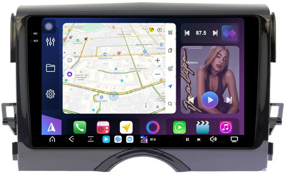 Магнитола для Toyota Mark X 130 2009-2019 - FarCar GX9-9537 монитор 9.5" 2K QLED на Android 14, TS20, 6+128Гб, CarPlay, 4G SIM-слот