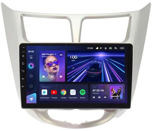 Магнитола для Hyundai Solaris 1 2010-2016 (рамка серебро) - Teyes CC3 на Android 10, QLED, ТОП процессор, 4Гб+32Гб, CarPlay, 4G SIM-слот