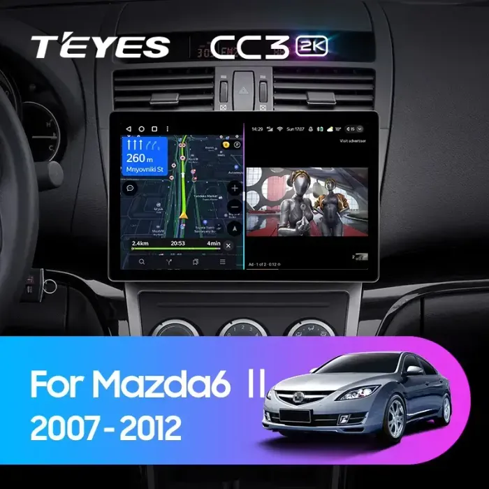 Магнитола для Mazda 6 GH 2008-2012 - Teyes LUX ONE 360 монитор 12.3" 2K QLED на Android 10, Быстрая, CarPlay, 4G SIM-слот, 4 камеры в комплекте