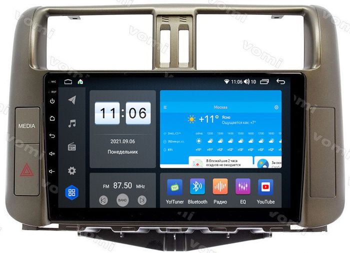 Магнитола для Toyota Land Cruiser Prado 150 2009-2013 (взамен 7" навигации) - AK593R9-MTK-LTE Android 10, 8-ядер, 4-64Гб, SIM-слот