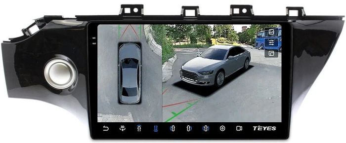 Магнитола для KIA Rio 4, Rio X-Line 2017-2020 (рамка под 10" с кнопкой) - Teyes CC3-2K-360 на Android 10, 2K QLED, 6Гб+128Гб, CarPlay, 4G SIM-слот, 4 камеры в комплекте