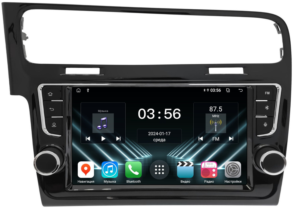Магнитола для Volkswagen Golf 7 2012-2020 (рамка с крутилками и кнопками) - FarCar DX9-257F2 монитор 9.5" IPS на Android 13, 4+64Гб, CarPlay
