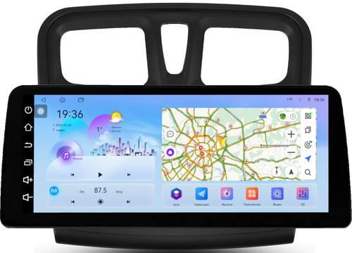 Магнитола для Renault Logan 2, Sandero 2 2014+ (рамка 9) - FarCar монитор 12.3" 2K QLED на Android 14, TS10, CarPlay, 4G SIM-слот