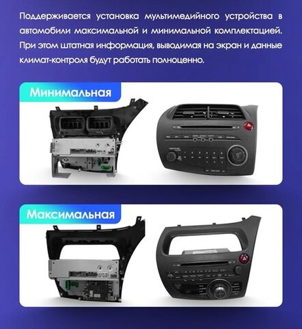 Магнитола для Honda Civic 8 хэтчбэк 2006-2011 левый руль - FarCar BX3233M-360 монитор 9.5" 2K QLED на Android 13, 6Гб+128Гб, CarPlay, 4G SIM-слот, 4 камеры в комплекте