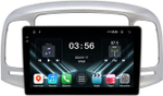 Магнитола для Hyundai Verna 2006-2010 (рамка серебро) - FarCar DX3009M монитор 9.5" IPS на Android 13, 4+64Гб, CarPlay