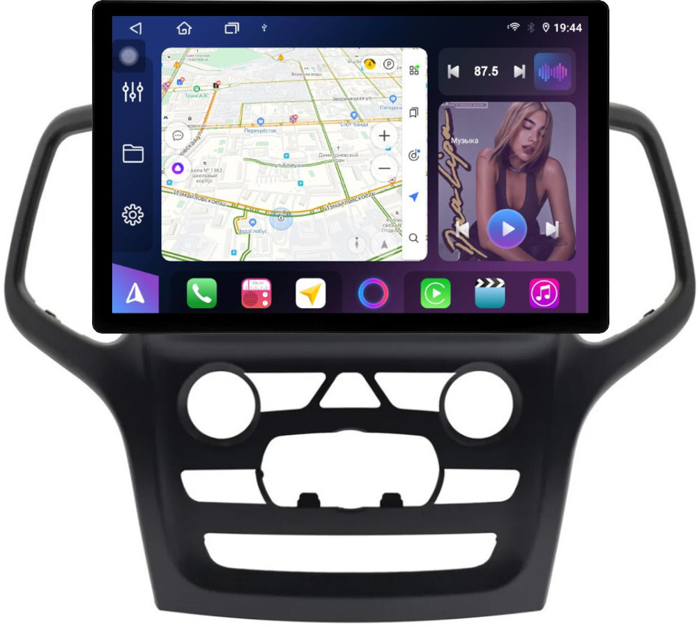 Магнитола для Jeep Grand Cherokee WK2 2013-2022 (ШГУ 5") - FarCar BX877 монитор 13" 2K QLED на Android 13, TS10, 6+128, CarPlay, 4G SIM-слот