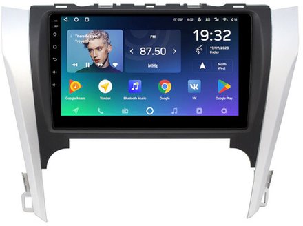 Магнитола для Toyota Camry 50 2011-2014 (рамка серебристо-черная 9) - Teyes CC2 PLUS Android 10, ТОП процессор, 4-64, SIM-слот