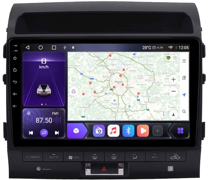Магнитола для Toyota Land Cruiser 200 2007-2015 (со штатной камерой или 360) - Kuberg SF-1620-4-ABC QLed, Android 12, TS10, CarPlay, 4G SIM-слот