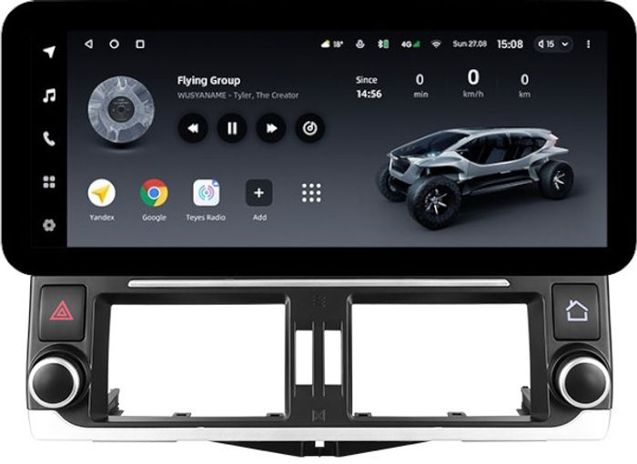 Магнитола для Toyota Land Cruiser Prado 150 2009-2013 (ШГУ 7", рамка LUX) - Teyes LUX ONE ROUND монитор 12.3" 2K QLED на Android 10, CarPlay, 4G SIM-слот
