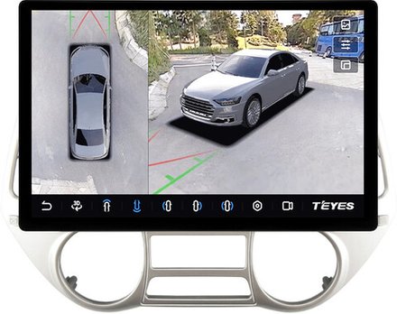 Магнитола для Hyundai i20 2009-2012 (климат) - Teyes CC3-2K-360 монитор 13" 2K QLED на Android 10, 6+128Гб, CarPlay, 4G SIM-слот, 4 камеры в комплекте