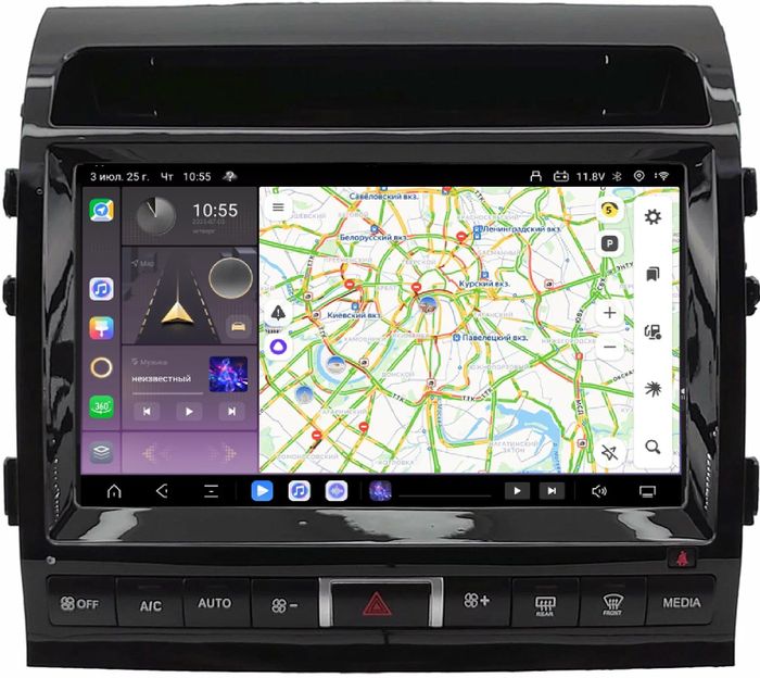 Магнитола для Toyota Land Cruiser 200 2007-2015 (климат на ШГУ) - Kuberg SF-1620-3-ABC QLed+2K, Android 13, TS20, CarPlay, 4G SIM-слот
