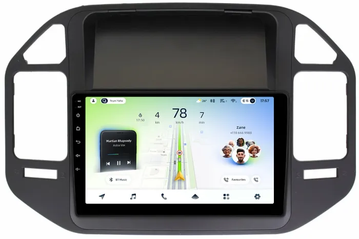 Магнитола для Mitsubishi Pajero 3, Montero 3 1999-2006 (рамка черная) - Teyes CC4L монитор 9" IPS на Android 14, Быстрая, Snapdragon 662, CarPlay, 4G SIM-слот