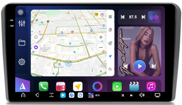 Магнитола для AUDI A3 8P 2003-2012 - FarCar XXL049M монитор 9.5" 2K QLED на Android 14, TS20, 8+256Гб, CarPlay, 4G SIM-слот