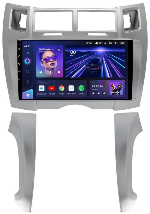 Магнитола для Toyota Vitz 2, Yaris 2 2005-2011 (рамка серебро тип 2) - Teyes CC3L на Android 10, 8-ядер, CarPlay, 4G SIM-слот