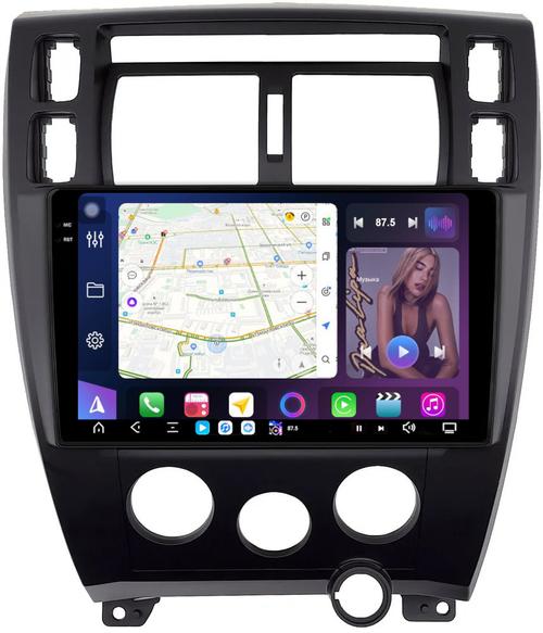 Магнитола для Hyundai Tucson 1 2004-2009 (рамка черная) - FarCar XXL3037M монитор 10.36" 2K QLED на Android 14, TS20, 8+256Гб, CarPlay, 4G SIM-слот