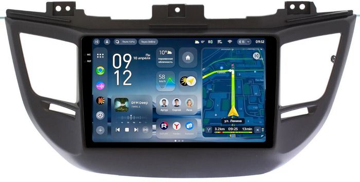 Магнитола для Hyundai Tucson 3 2015-2018 (штатная КЗВ, рамка черная) - Teyes CC4-PRO монитор 9.5" 2K QLED на Android 13, Snapdragon 778G, ИИ, CarPlay, DSP, 4G SIM-слот