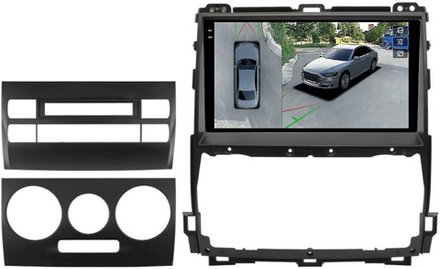 Магнитола для Toyota Land Cruiser Prado 120, Lexus GX470 (экран климата внизу, большая рамка) - Teyes CC3-2K-360 на Android 10, 2K QLED, 6Гб+128Гб, CarPlay, 4G SIM-слот, 4 камеры в комплекте