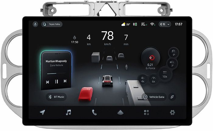 Магнитола для Volkswagen Tiguan 1 2007-2011, Golf Plus (аварийка треугольная, рамка серебро 9) - Teyes CC4-PRO монитор 13" 2K QLED на Android 13, Snapdragon 778G, ИИ, CarPlay, DSP, 4G SIM-слот