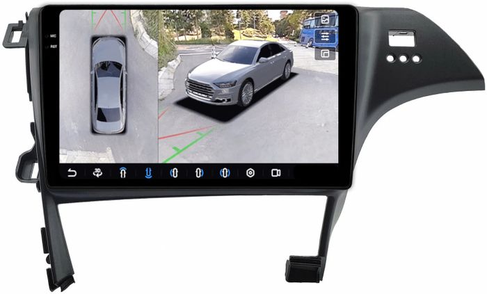 Магнитола для Toyota Prius 30 2009-2015 (правый руль) - FarCar BX10-360-9539F2 монитор 10.36" 2K QLED на Android 13, 6Гб+128Гб, CarPlay, 4G SIM-слот, 4 камеры в комплекте