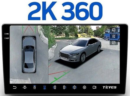 Магнитола для Hyundai H1 Grand Starex 2007-2015 (рамка черная) - Teyes CC3-2K-360 монитор 9.5" 2K QLED на Android 10, 6Гб+128Гб, CarPlay, 4G SIM-слот, 4 камеры в комплекте