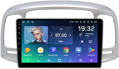 Магнитола для Hyundai Verna 2006-2010 (рамка серебро) - Teyes CC2 PLUS Android 10, ТОП процессор, 4-64, SIM-слот