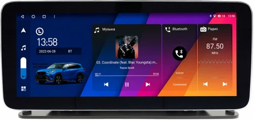 Магнитола на панель авто - Canbox H-Line 2000 монитор 12.3" QLED в стиле MERCEDES на Android 10, ТОП-процессор, CarPlay, 4G SIM-слот