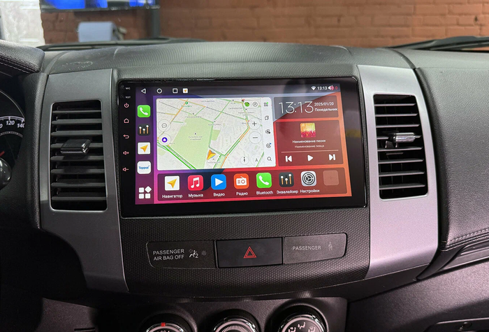 Магнитола для Mitsubishi Outlander XL, Peugeot 4007, Citroen C-Crosser (перфорированная рамка) - CanBox 9-004-1/9-004 Android 10, 8-ядер, SIM-слот