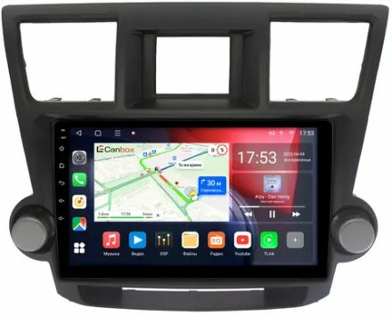 Магнитола для Toyota Highlander 2 2007-2013 XU40 - Canbox 1087 Android 10, 8-ядер, SIM-слот (крутилки активные)
