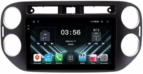 Магнитола для Volkswagen Tiguan 1 2011-2016 (аварийка прямоугольная, рамка чёрная) - FarCar DX489M монитор 9.5" IPS на Android 13, 4+64Гб, CarPlay