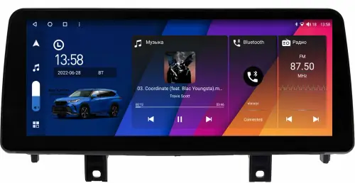 Магнитола для BMW X5 (F15), X6 (F16) 2013-2018 - Canbox H-Line 0113 монитор 12.3" QLED в стиле BMW на Android 10, ТОП-процессор, CarPlay, 4G SIM-слот