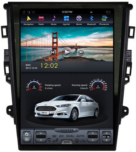 Магнитола для Ford Mondeo 5 2014-2019 (без SYNC) - Kuberg ZF-1201M-Q6 вертикальный экран 12.1" в стиле "Тесла" на Android 11, 8Гб+128Гб, CarPlay, 4G SIM-слот