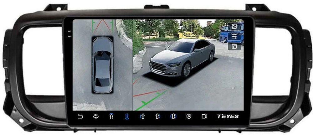 Магнитола для Peugeot Traveller/Expert, Citroen SpaceTourer/Jumpy, Opel Zafira Life/Vivaro - Teyes CC3-2K-360 на Android 10, 2K QLED, 6Гб+128Гб, CarPlay, 4G SIM-слот, 4 камеры в комплекте