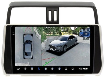 Магнитола для Toyota Land Cruiser Prado 150 2017-2023 - Teyes CC3-2K-360 на Android 10, 2K QLED, 6Гб+128Гб, CarPlay, 4G SIM-слот, 4 камеры в комплекте