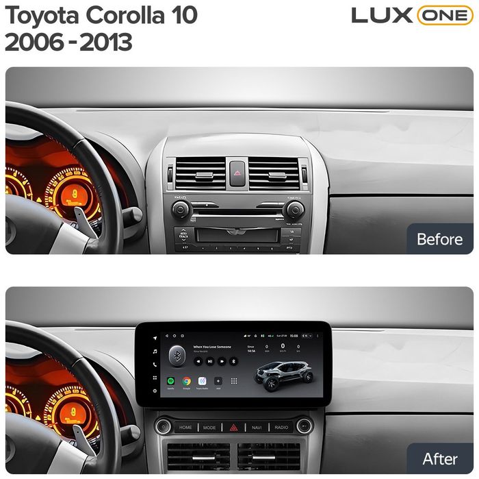 Магнитола для Toyota Corolla E150 2006-2013 - Teyes LUX ONE ROUND монитор 12.3" 2K QLED на Android 10, CarPlay, 4G SIM-слот