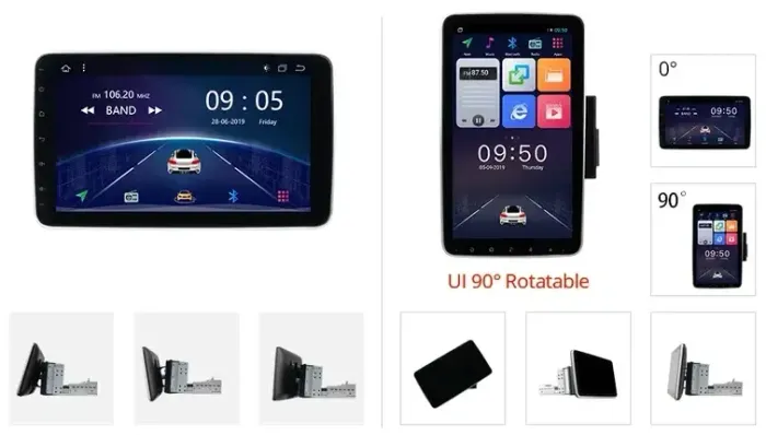 2DIN магнитола с поворотным экраном 10" - Kuberg OL-1008-Q на Android 12, ТОП процессор, 6+128Гб, CarPlay, 4G SIM-слот