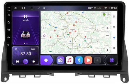 Магнитола для Mercedes-Benz C-класс W204 2007-2011 - Kuberg OL-9947 QLed, Android 12, TS10, CarPlay, 4G SIM-слот