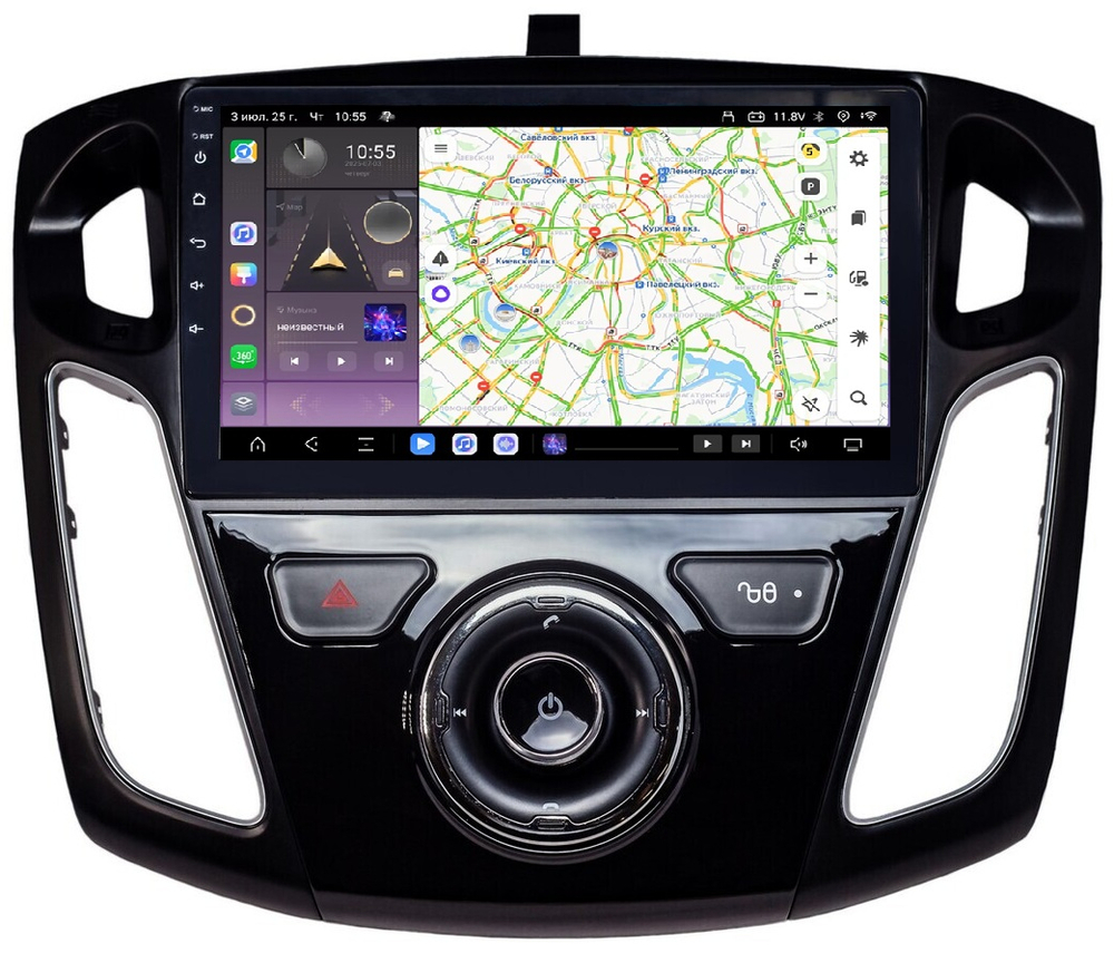 Магнитола для Ford Focus 3 2011-2019 (поддержка автопарковки, глянец) - Kuberg QLed, Android 13, TS20, CarPlay, SIM-слот