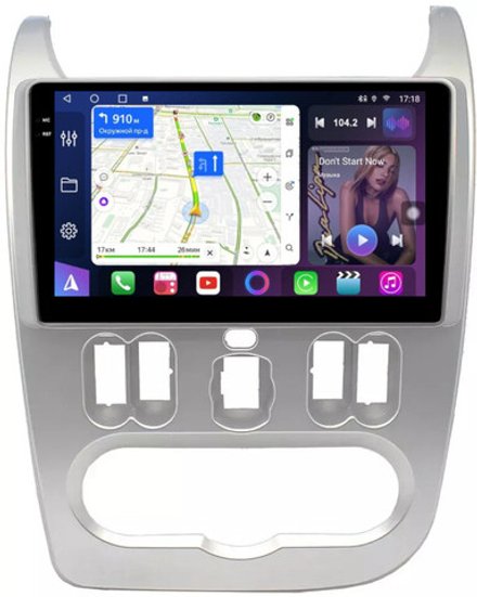 Магнитола для Renault Logan/Sandero 1 2009-2014 - FarCar 752M монитор 9.5" QLED на Android 14, TS18, CarPlay, 4G SIM-слот