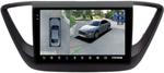 Магнитола для Hyundai Solaris 2 2017-2022 / Solaris HS (без штатной КЗВ, рамка черная матовая) - Teyes CC3-2K-360 на Android 10, Быстрая, 2K QLED, CarPlay, 4G SIM-слот, 4 камеры в комплекте