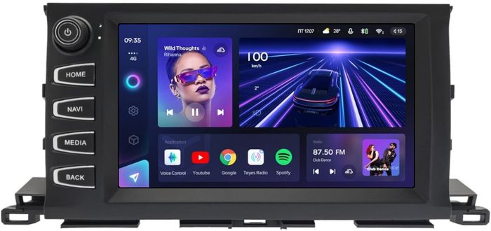 Магнитола для Toyota Highlander 3 U50 2013-2020 (рамка с крутилкой) - Teyes CC3L на Android 10, 8-ядер, CarPlay, 4G SIM-слот