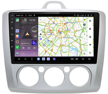 Магнитола для Ford Focus II 2004-2011 (кондиционер) - Kuberg QLed, Android 13, TS20, CarPlay, SIM-слот
