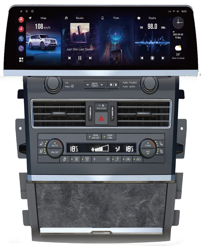 Магнитола для Infiniti QX80 / QX56 2010-2024, Nissan Patrol Y62 (поддержка Bose, 360 и мониторов) - Kuberg ZH-N1606 монитор 16", Android 12, Быстрая, CarPlay, 4 SIM-слот, беспроводная зарядка