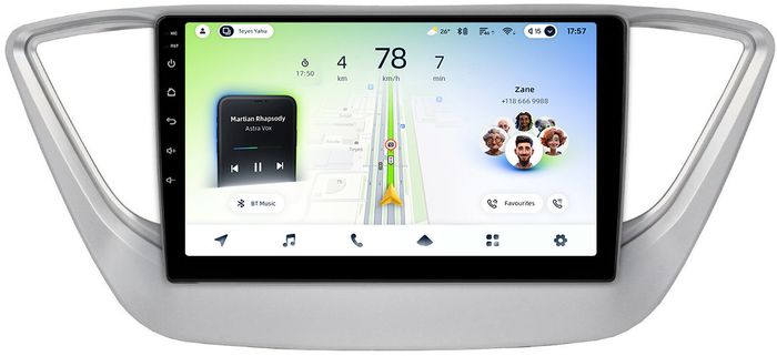 Магнитола для Hyundai Solaris 2 2017-2022, Solaris HS 2024+ (рамка серебро) - Teyes CC4L монитор 9" IPS на Android 14, Snapdragon 662, CarPlay, 4G SIM-слот