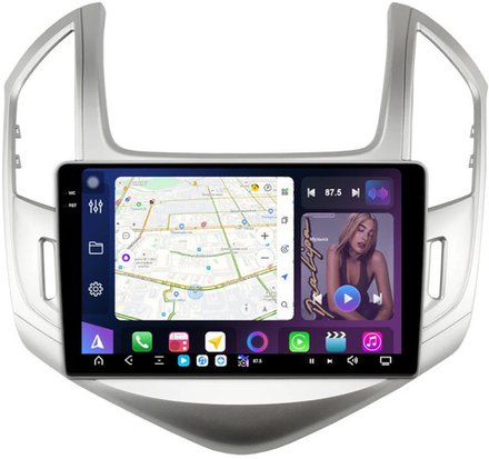 Магнитола для Chevrolet Cruze 1 2012-2015 (рамка серебро) - FarCar GX261M монитор 9.5" 2K QLED на Android 14, TS20, 6+128Гб, CarPlay, 4G SIM-слот