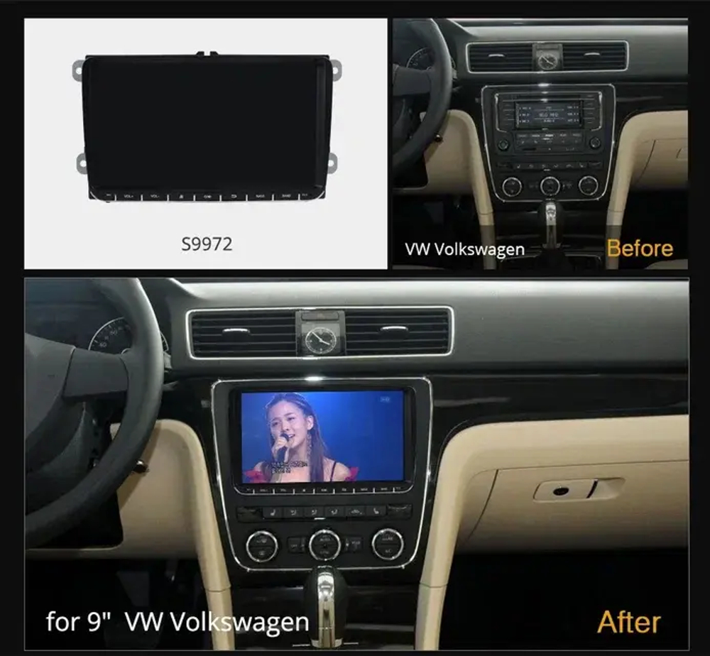 Магнитола для Volkswagen T5, T6, Tiguan, Passat, Polo, Jetta, Amarok, Golf и др., Skoda Fabia, Rapid - Kuberg OL-9972-P на Android 10 и 4ГБ-64ГБ, CarPlay, SIM-слот