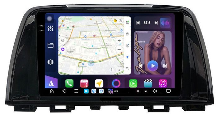 Магнитола для Mazda 6 GJ 2012-2014 - FarCar XXL3012M монитор 9.5" 2K QLED на Android 14, TS20, 8+256Гб, CarPlay, 4G SIM-слот